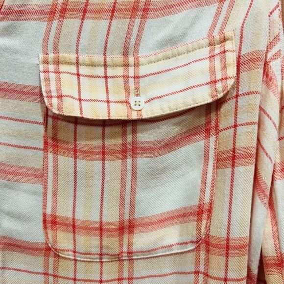 Paige Pink Coral Plaid Trudy long sleeve Button Down Shirt size small - Picture 7 of 11